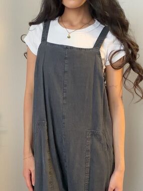 Universal Thread Charcoal Gray Pinafore Denim Jumpsuit